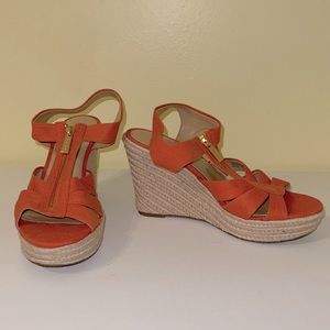 Michael Kors Orange Sandal with rope wedge